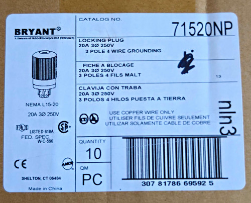 Bryant 71520np nema - nema, l15-20